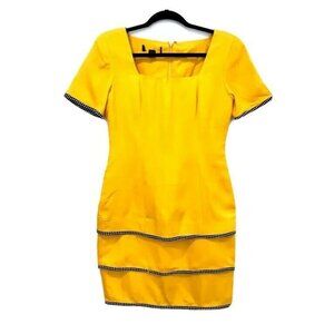 Vintage Gillian 4 Raw Silk Yellow Tiered Dress